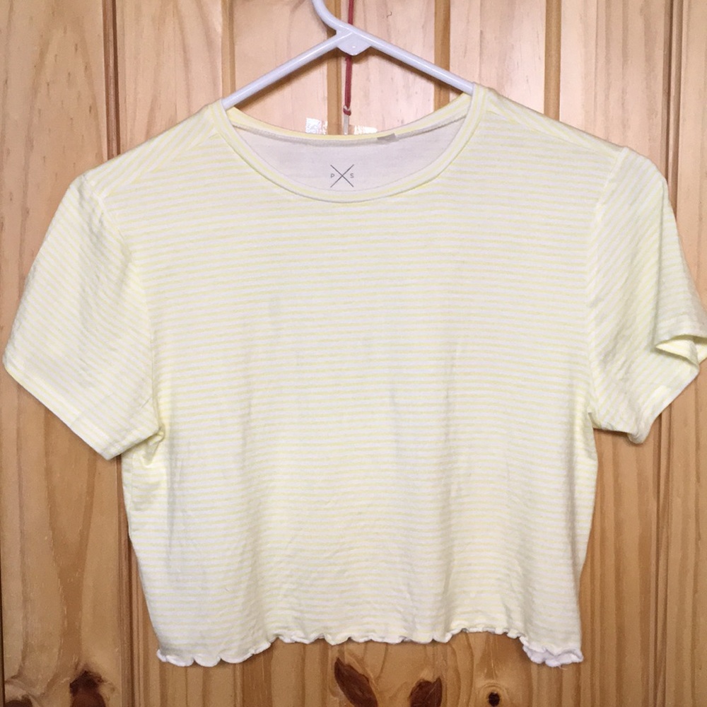 Yellow crop top.